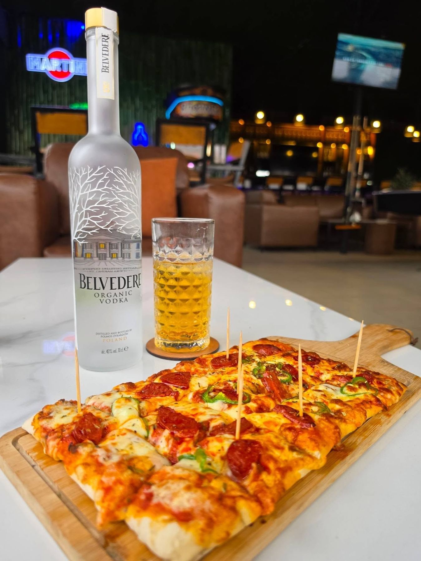 Pizza à partager et Belvedere